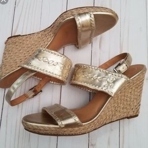 Jack Rodger Gold Strap Wedges